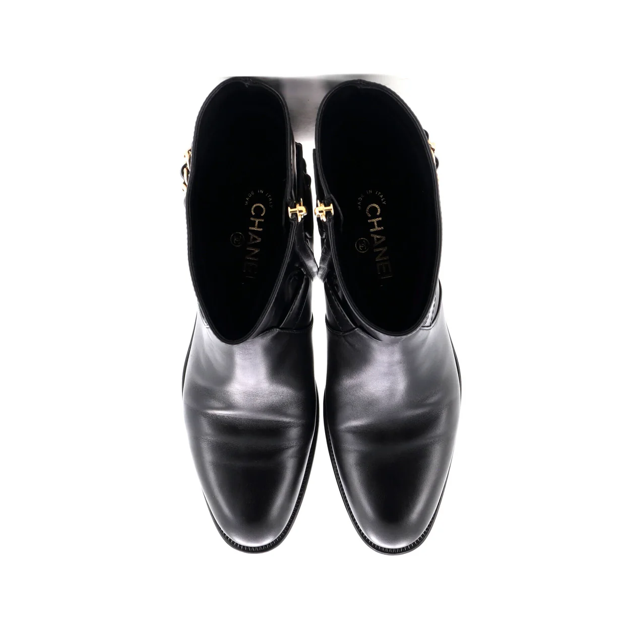 Women's CC Chain Ankle Boots Leather - Deep Luxury