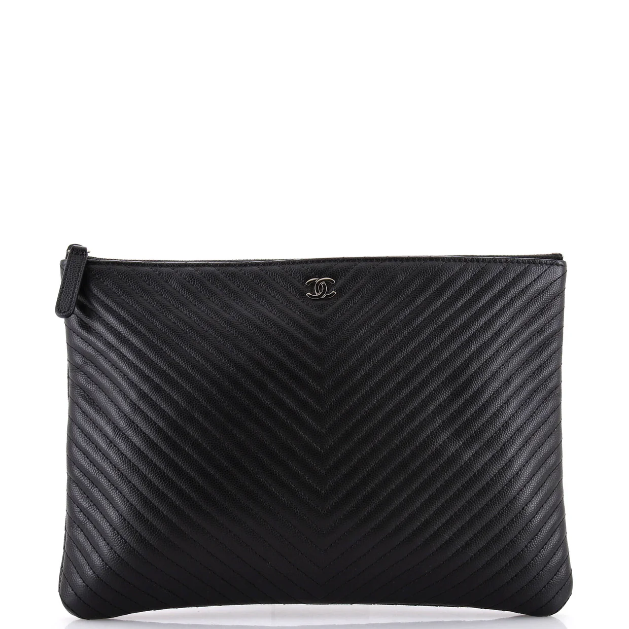 O Case Clutch Chevron Caviar Large - Deep Luxury