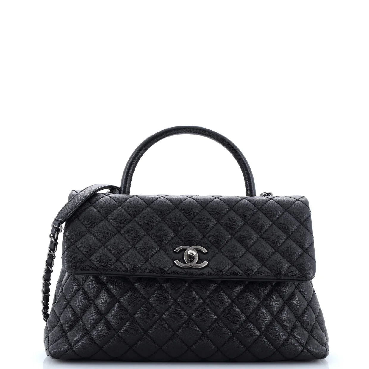 Coco Top Handle Bag Quilted Caviar Medium - Deep Luxury