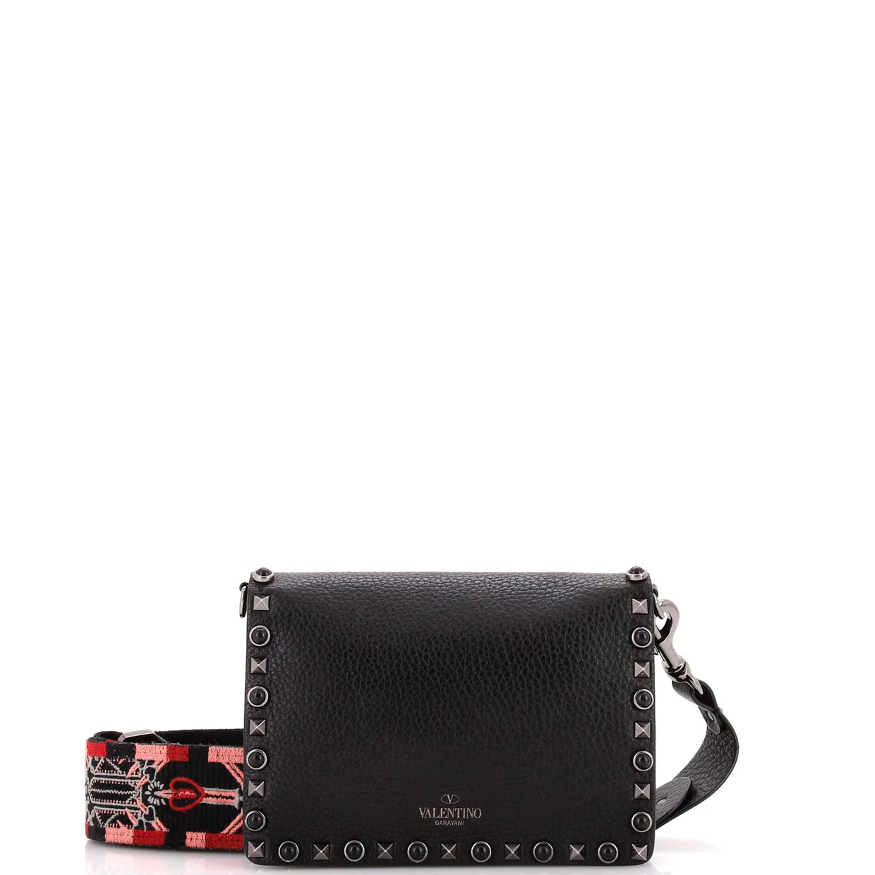 Rolling Rockstud Flip Lock Flap Bag Leather with Cabochons Small - Deep Luxury