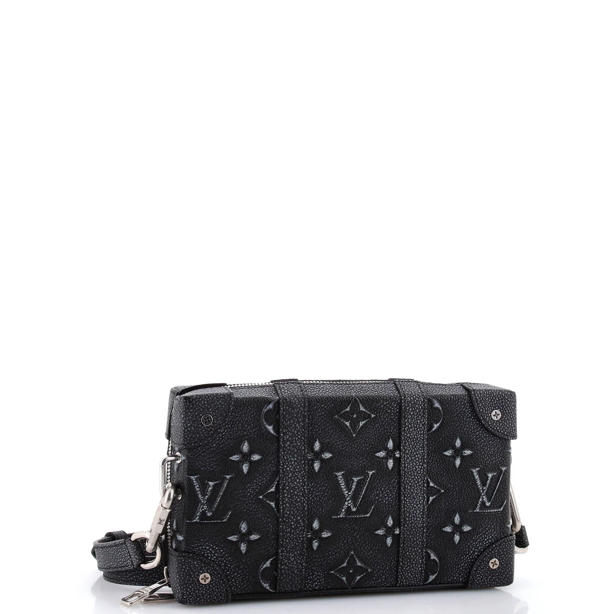 Soft Trunk Wallet Faded Monogram Debossed Leather - Deep Luxury