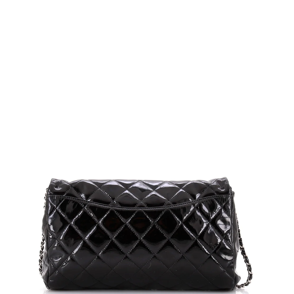 Clutch with Chain Quilted Patent - Deep Luxury