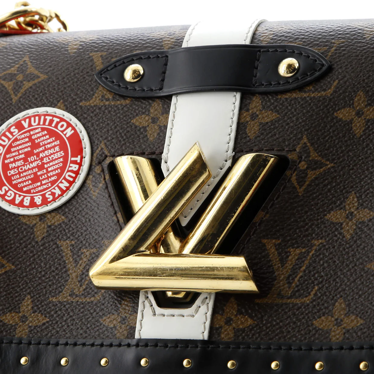 Twist Handbag Studded Epi Leather and Monogram Canvas MM - Deep Luxury