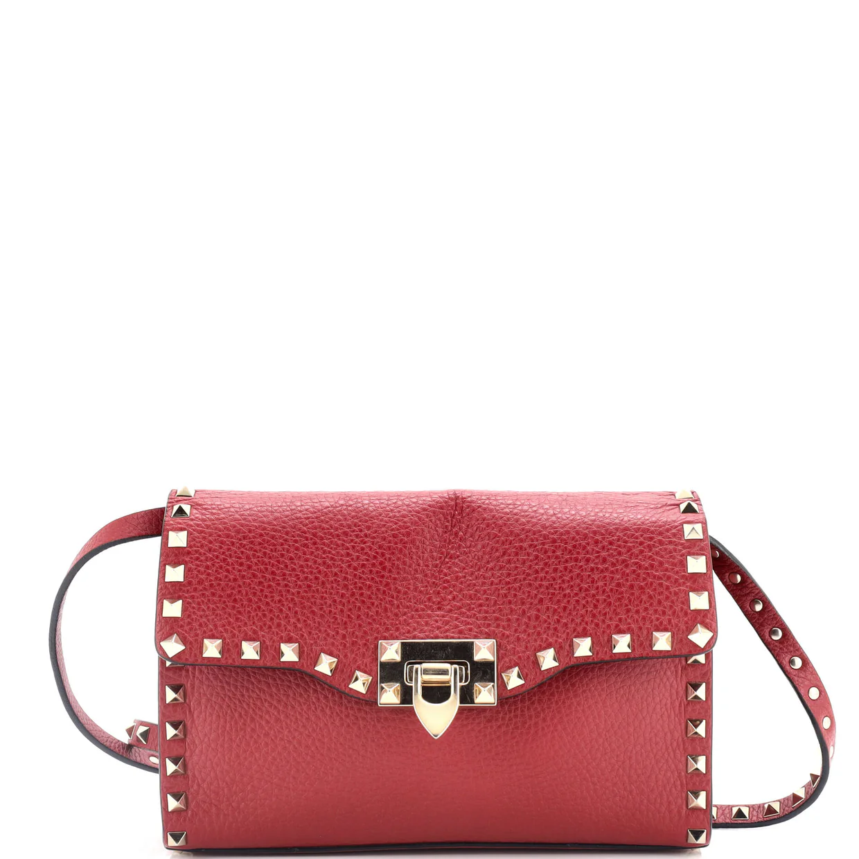 Rockstud Flip Lock Flap Bag Leather Large - Deep Luxury
