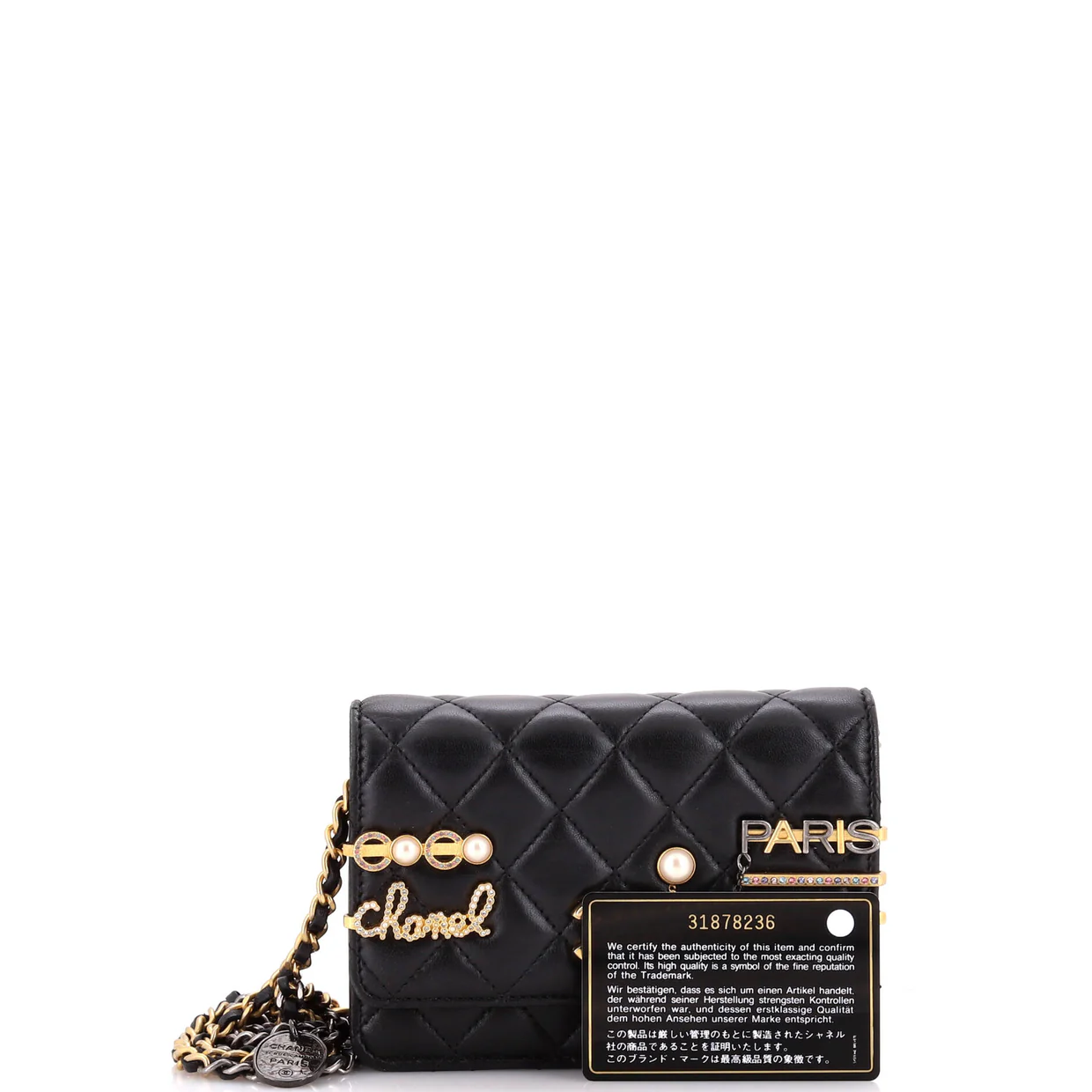 Coco Clips Wallet on Chain Embellished Quilted Lambskin Mini - Deep Luxury