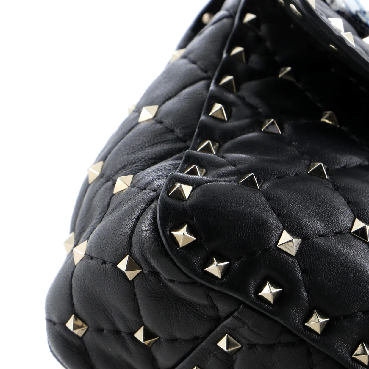 Rockstud Spike Flap Bag Sequin Embellished Quilted Leather Medium - Deep Luxury