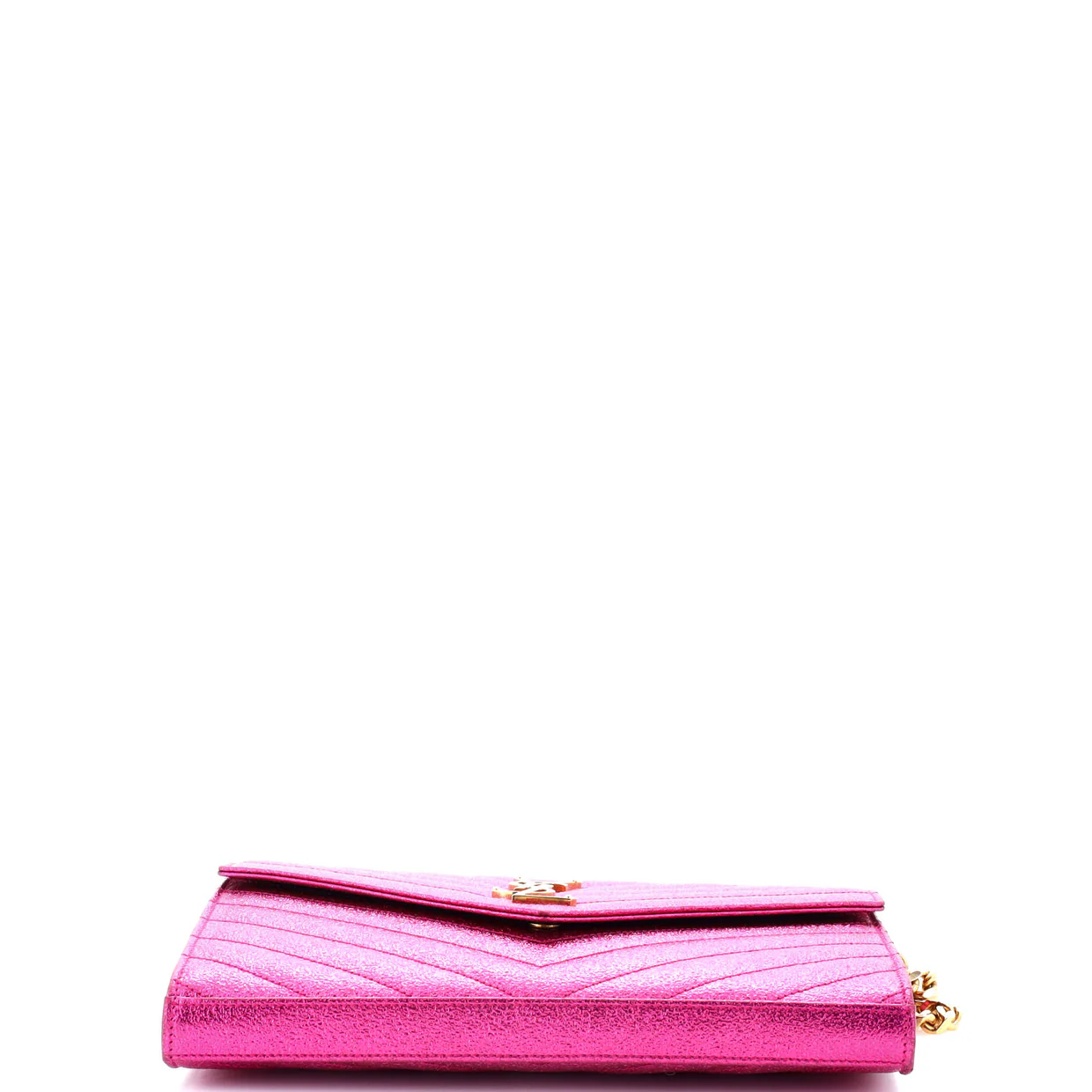 Classic Monogram Wallet on Chain Matelasse Chevron Metallic Leather Medium - Deep Luxury
