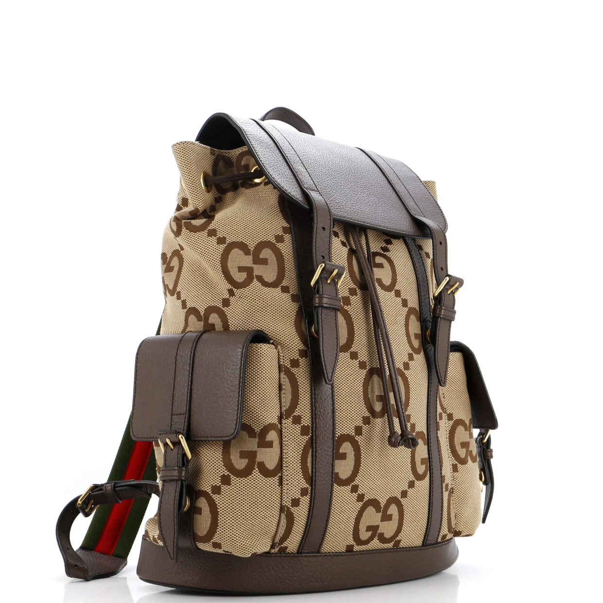 Double Pocket Belt Backpack Jumbo GG Canvas and Leather Large - Deep Luxury