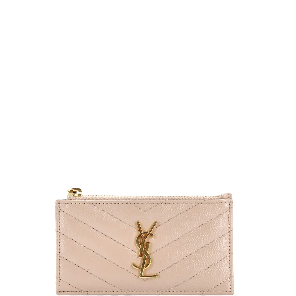 Monogram Fragments Zip Card Holder Matelasse Chevron Leather - Deep Luxury