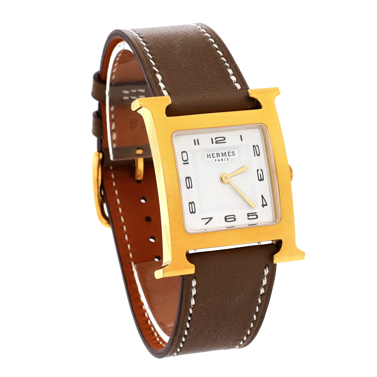 Heure H Quartz Watch Plated Metal and Leather 26 - Deep Luxury