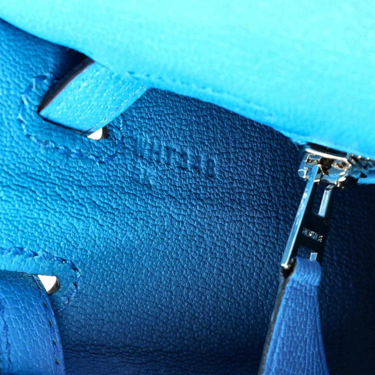 Kelly Handbag Bleu Frida Chevre Chamkila with Palladium Hardware 25 - Deep Luxury