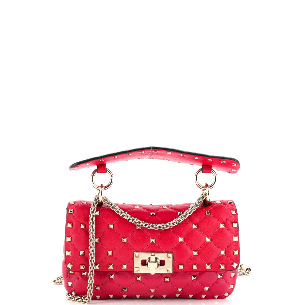 Rockstud Spike Flap Bag Quilted Leather Small - Deep Luxury