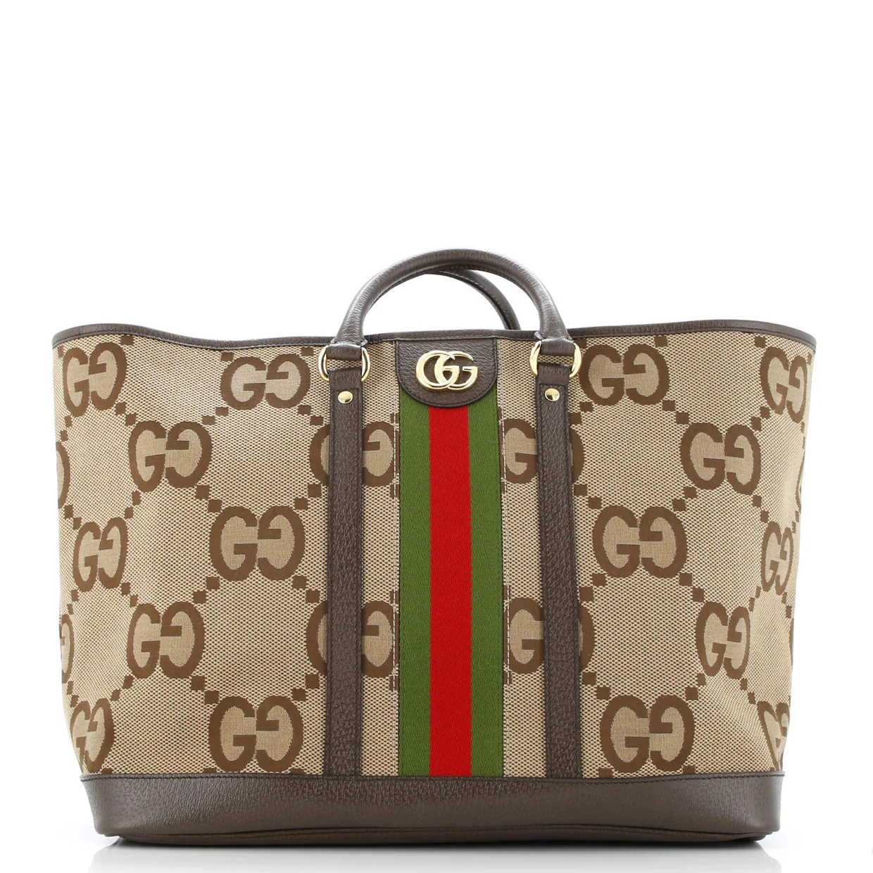 Ophidia Top Handle Shopping Tote Jumbo GG Canvas with Leather Medium - Deep Luxury