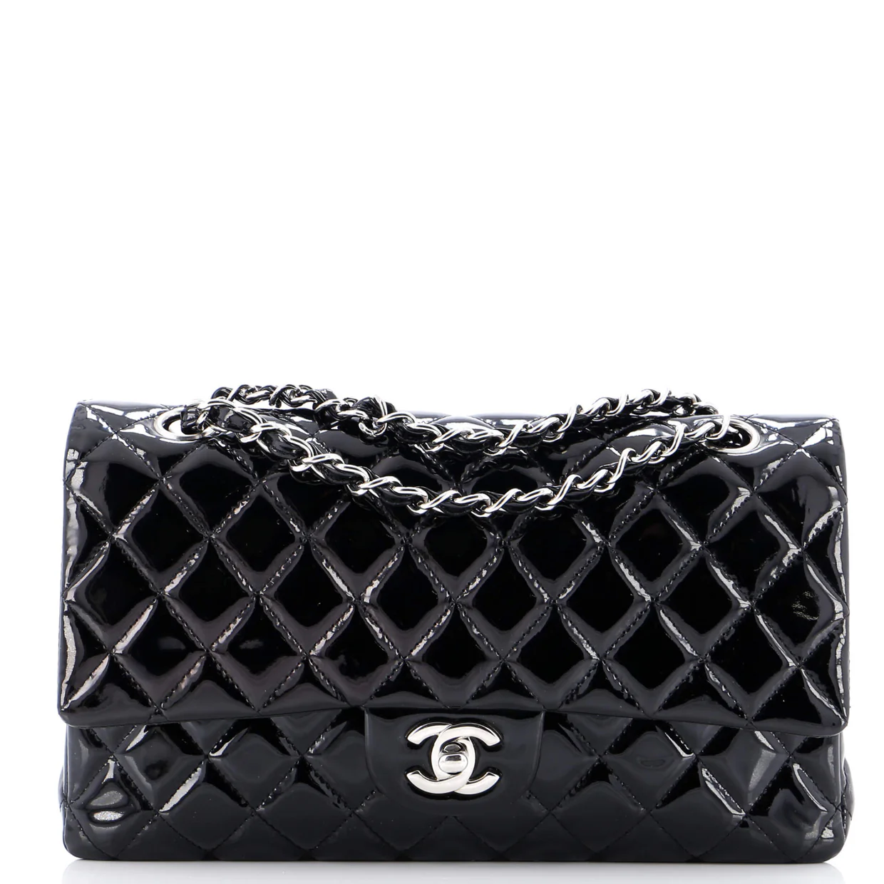 Vintage Classic Double Flap Bag Quilted Patent Medium - Deep Luxury