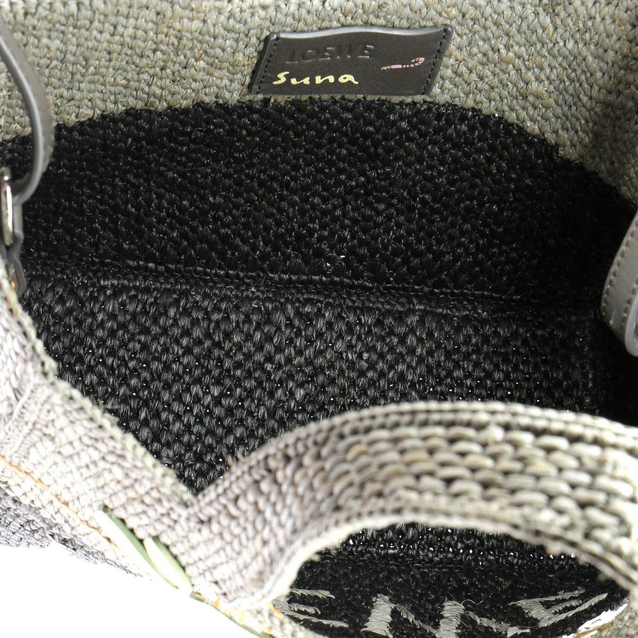 Embroidered Logo Convertible Tote Raffia Small - Deep Luxury