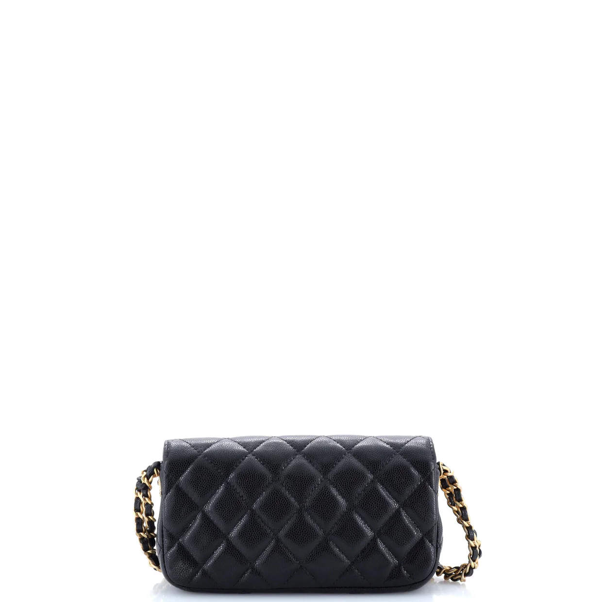 Twist Your Buttons Flap Clutch with Chain Quilted Caviar - Deep Luxury