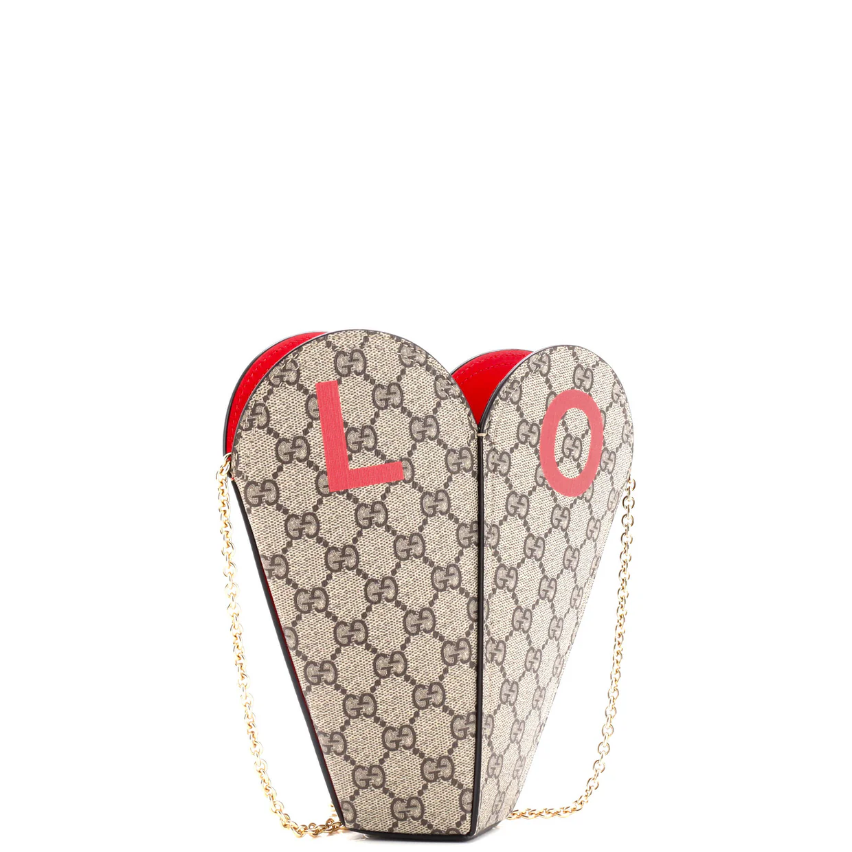 Valentine's Day Chain Heart Bag Printed GG Coated Canvas Small - Deep Luxury