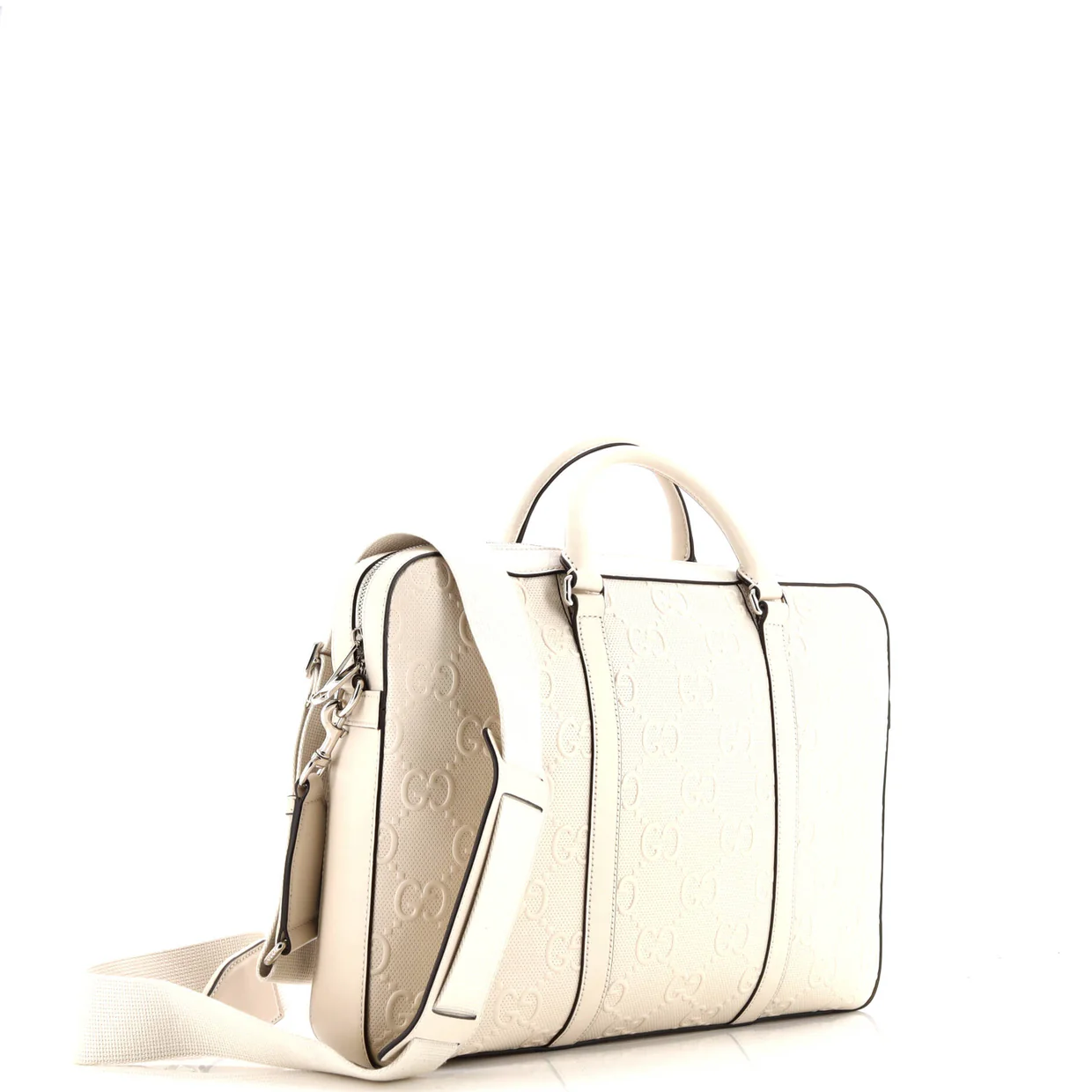 Briefcase GG Embossed Perforated Leather Medium - Deep Luxury