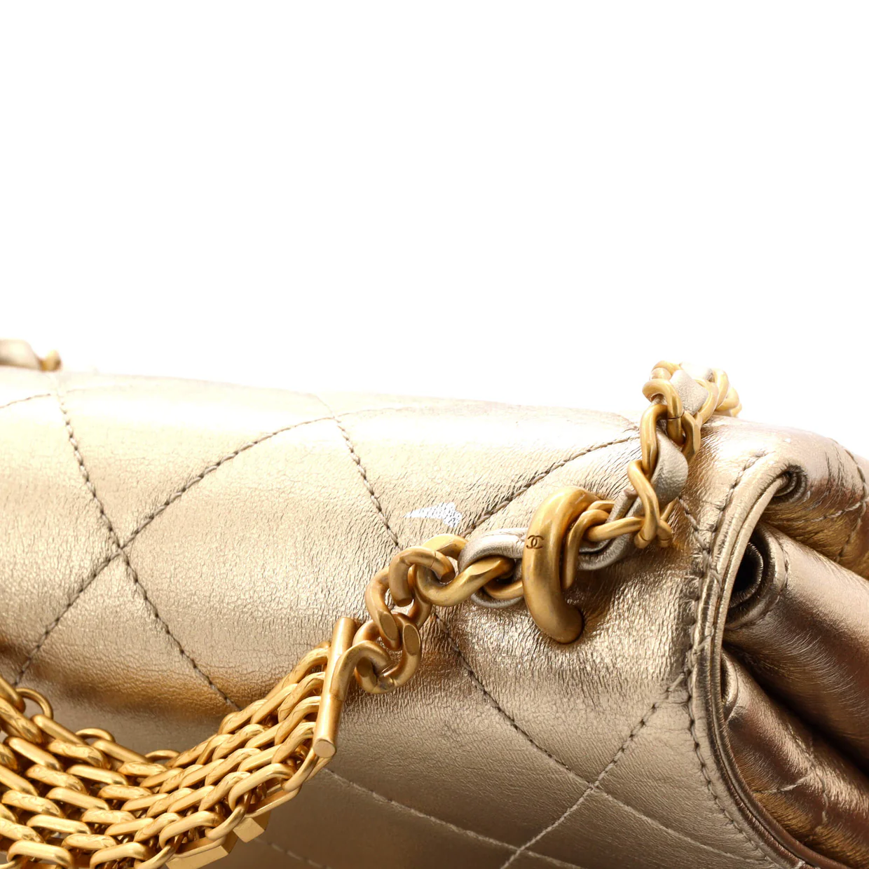 Crystal Logo Letters Chain Handle Flap Bag Quilted Lambskin Mini - Deep Luxury