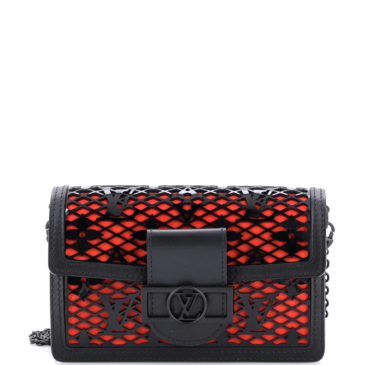 Dauphine Chain Wallet Monogram Lace Patent - Deep Luxury