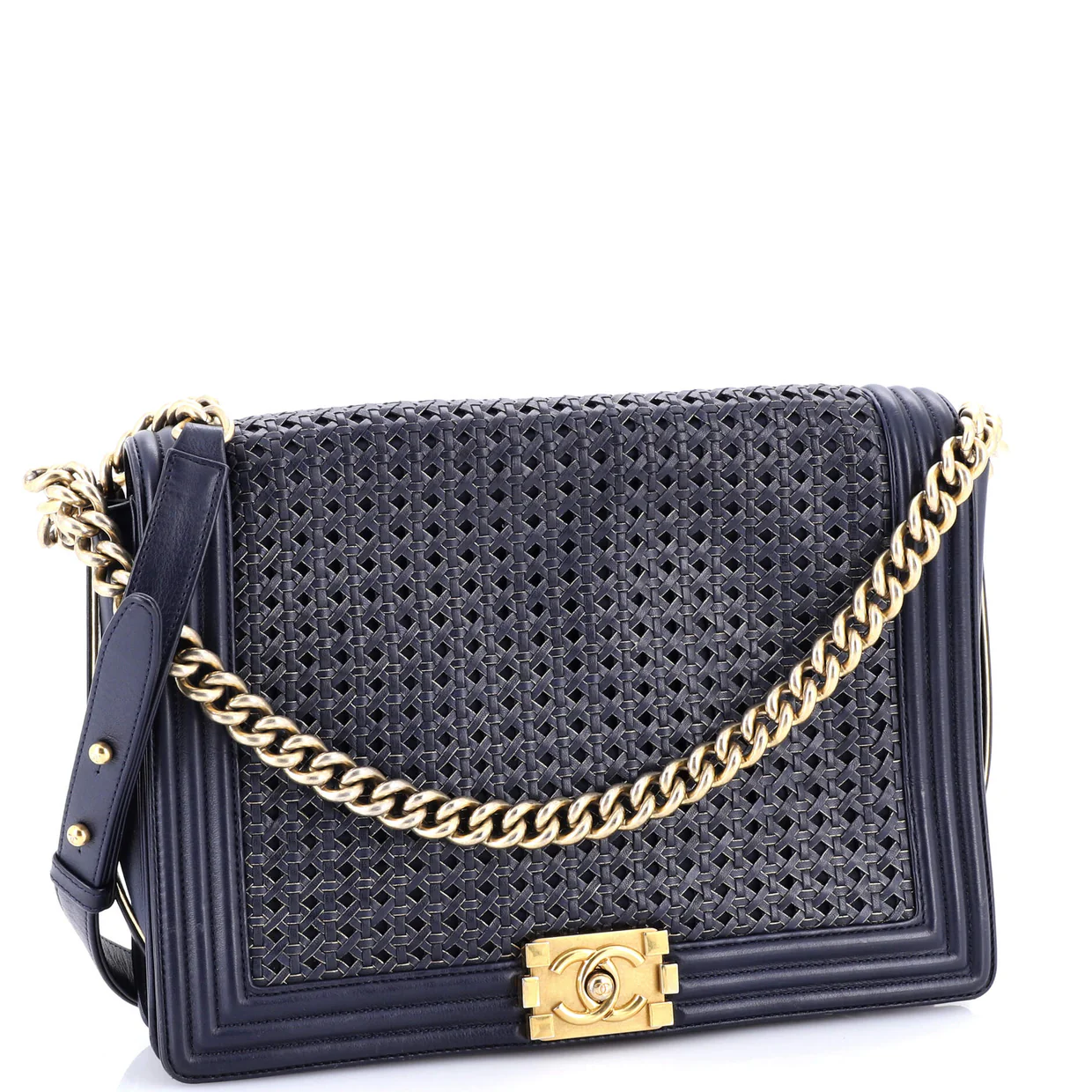 Boy Flap Bag Braided Sheepskin Large - Deep Luxury