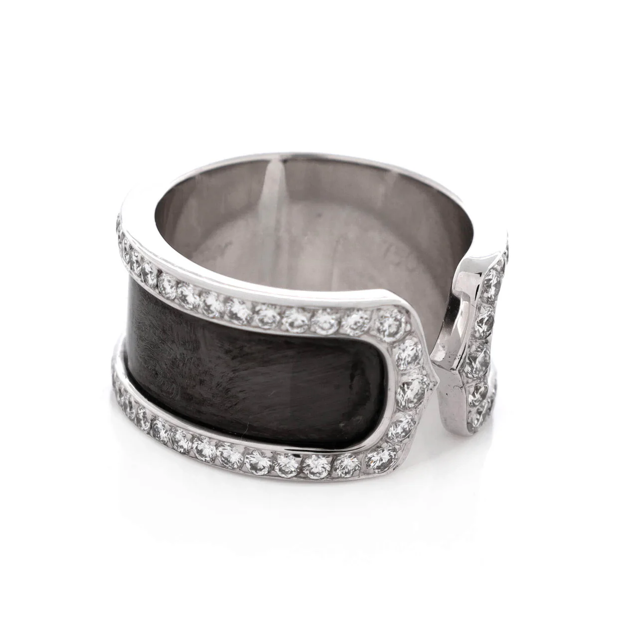 C de Cartier Ring 18K White Gold with Diamonds and Enamel - Deep Luxury