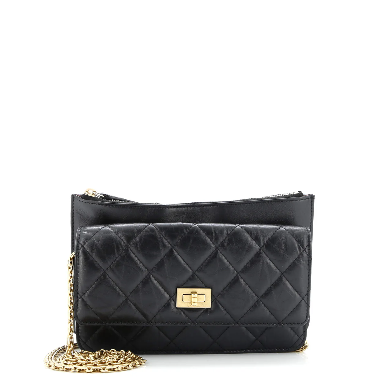 Front Pocket Reissue 2.55 Wallet on Chain Quilted Aged Calfskin - Deep Luxury