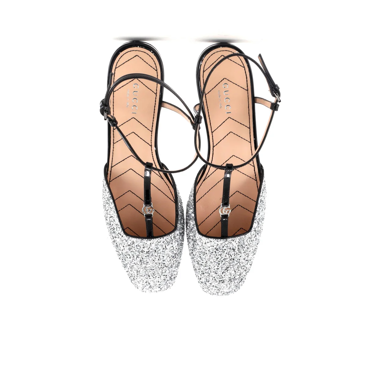 Women's GG Slingback Flats Glitter and Patent - Deep Luxury