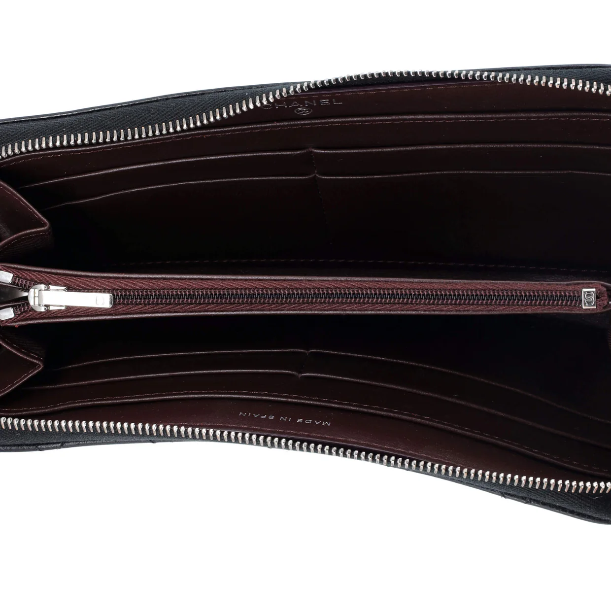 Zip Around Wallet Quilted Caviar Long - Deep Luxury