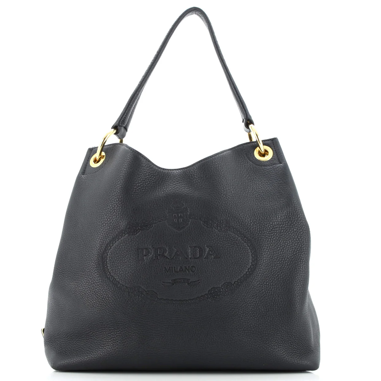 Logo Hobo Embossed Vitello Daino Large - Deep Luxury
