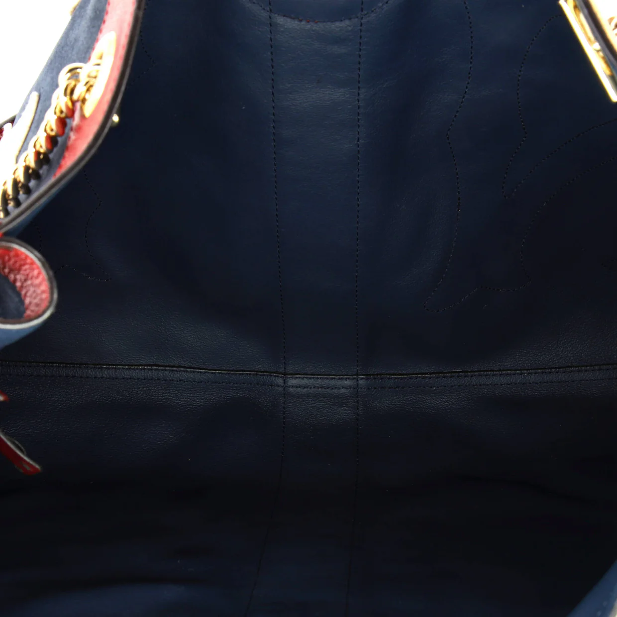 Rajah Chain Tote Suede with Applique Large - Deep Luxury