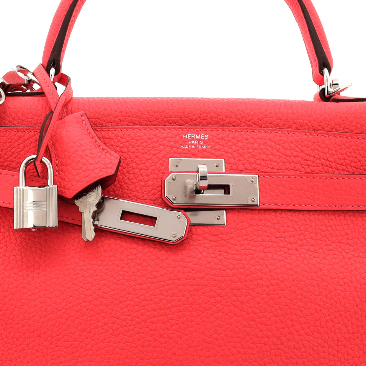 Kelly Handbag Rouge Pivoine Clemence with Palladium Hardware 28 - Deep Luxury