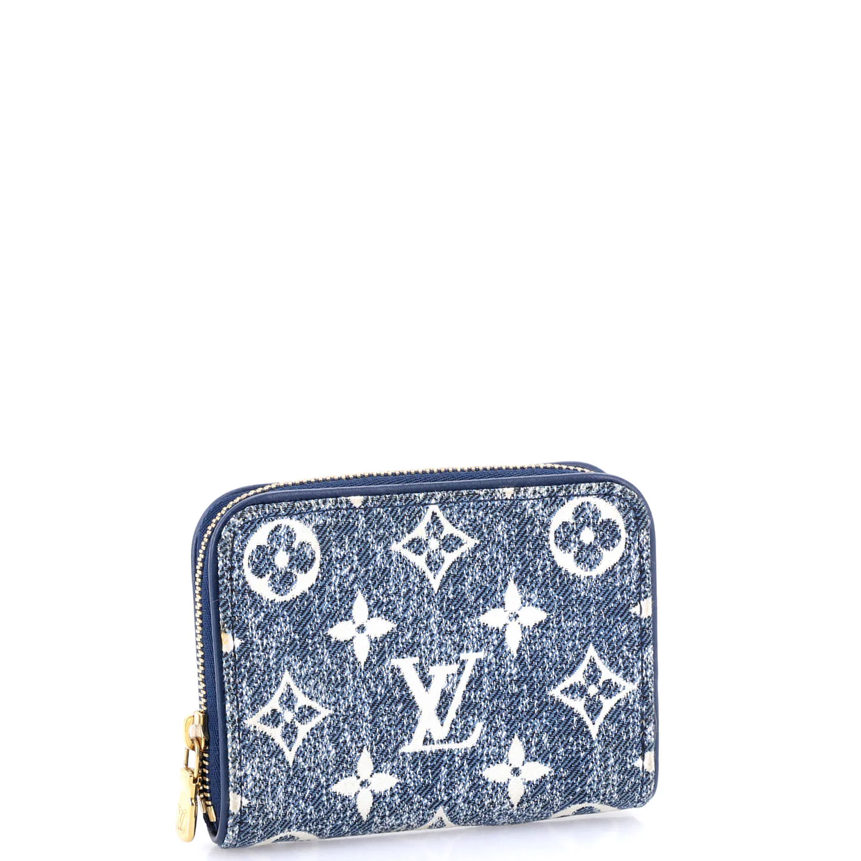 Zippy Coin Purse Monogram Jacquard Denim - Deep Luxury
