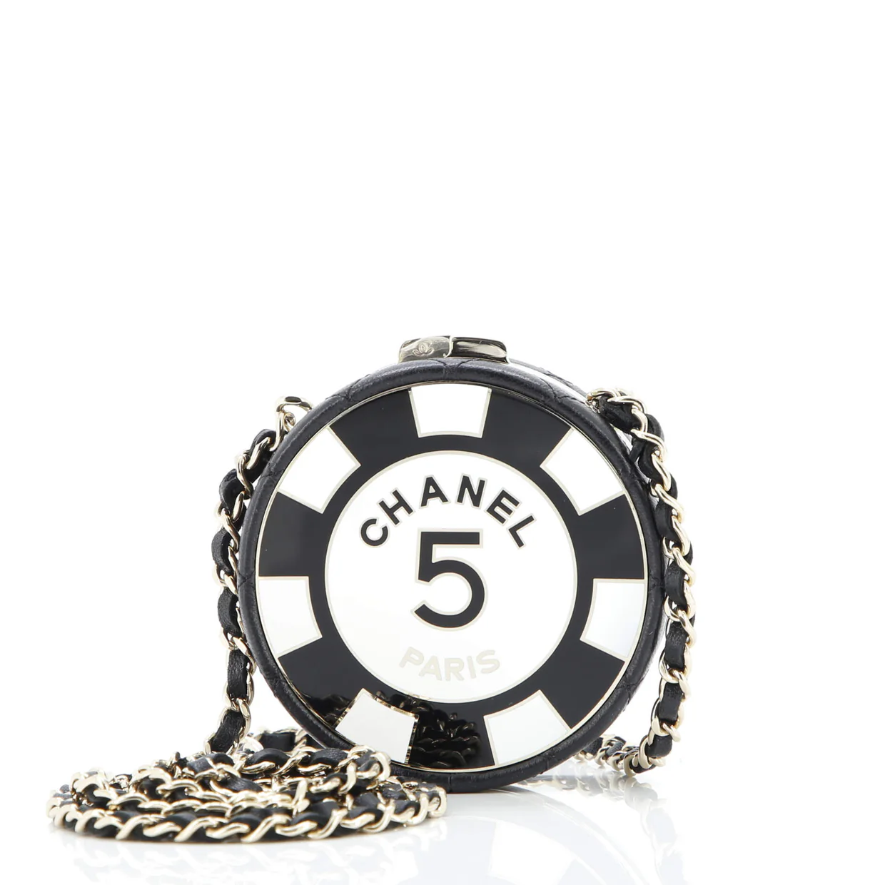 Poker Chip Clutch With Chain Quilted Lambskin with Enamel - Deep Luxury