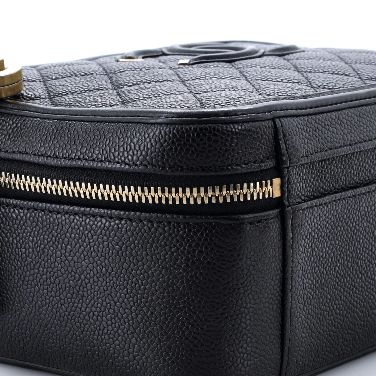 Filigree Vanity Case Quilted Caviar Large - Deep Luxury