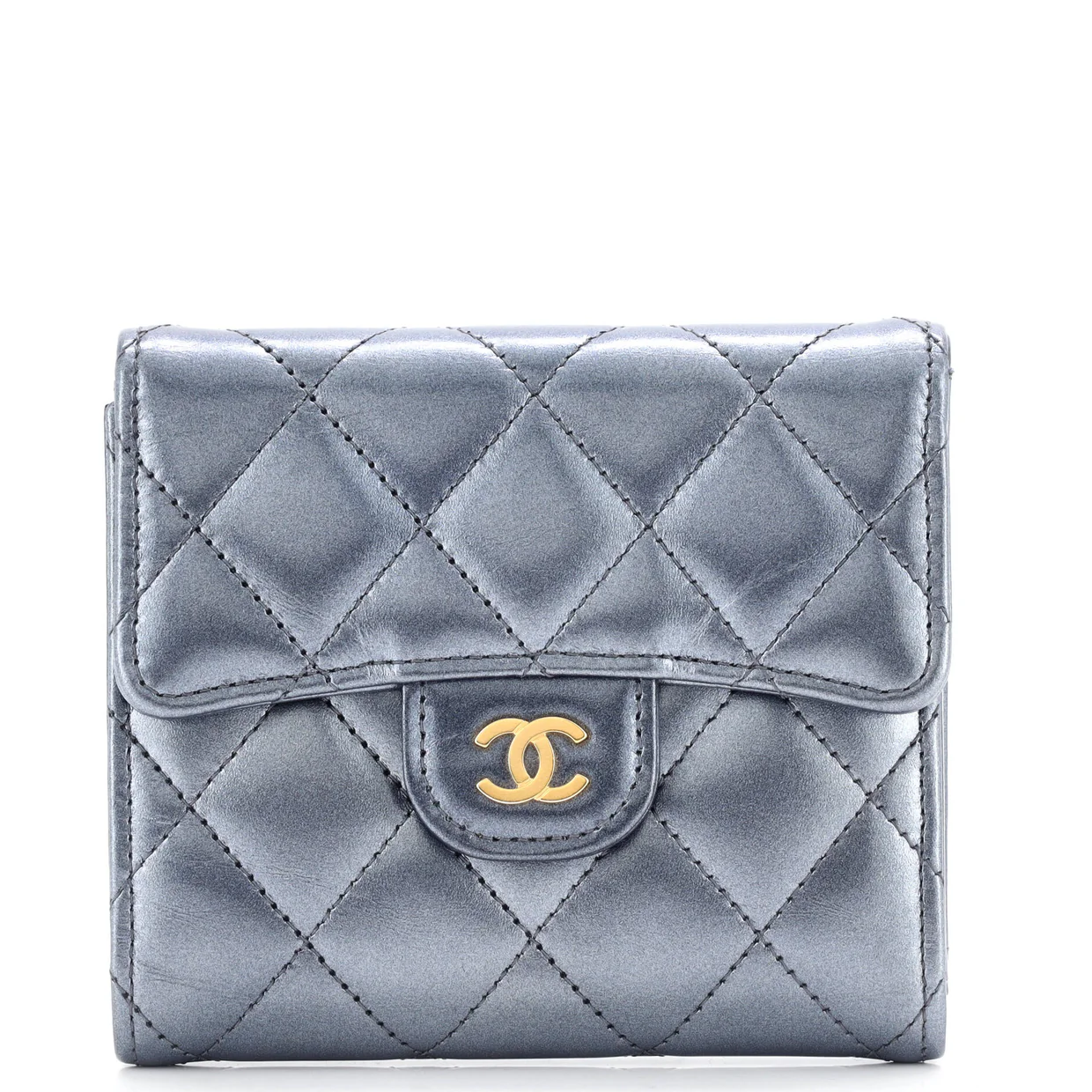 CC Compact Classic Flap Wallet Quilted Lambskin - Deep Luxury