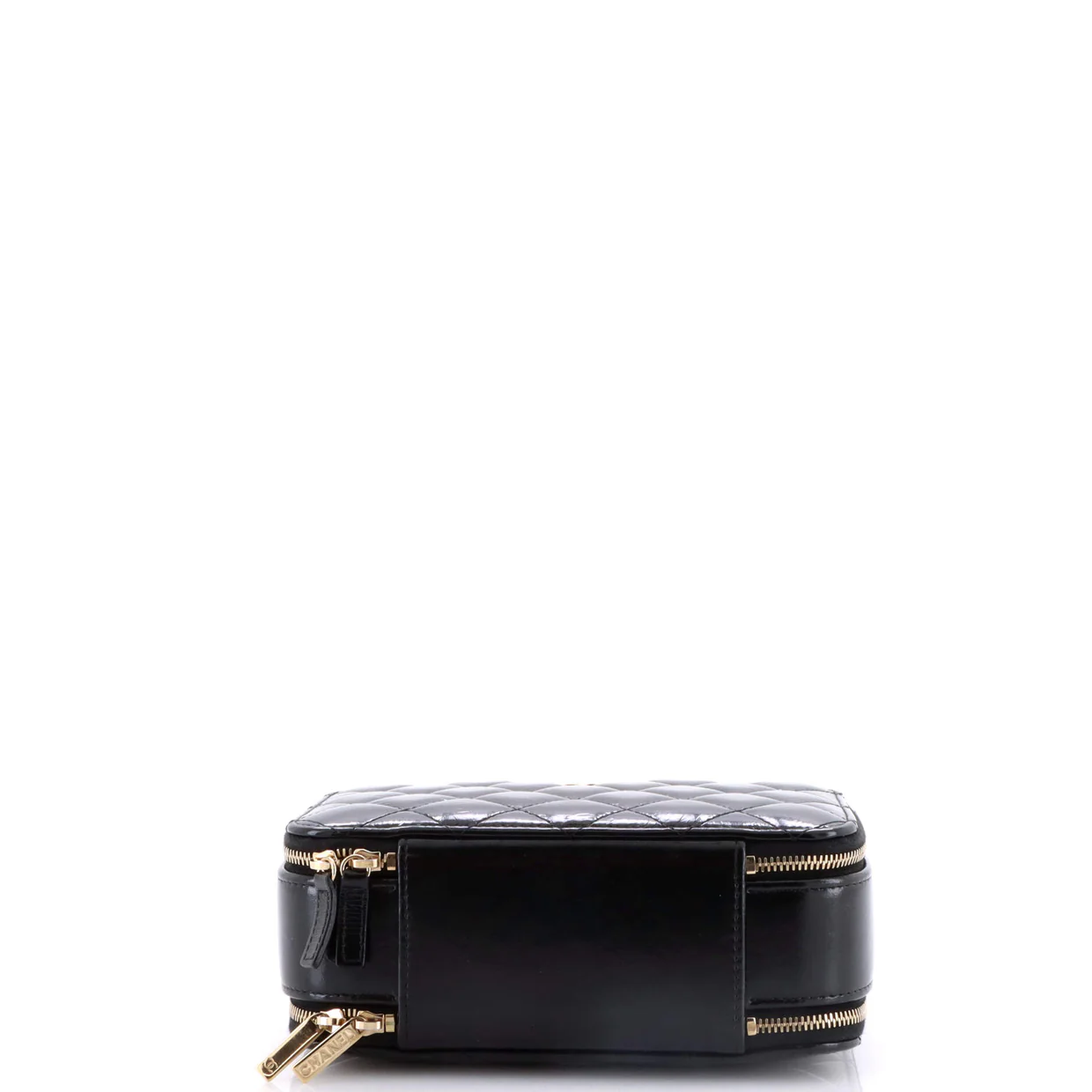 Double Zip CC Vanity Case Quilted Shiny Lambskin Small - Deep Luxury