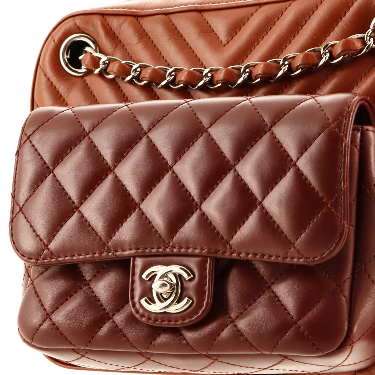 Paris-Hamburg Double Camera Case Bag Chevron and Diamond Quilted Calfskin Small - Deep Luxury