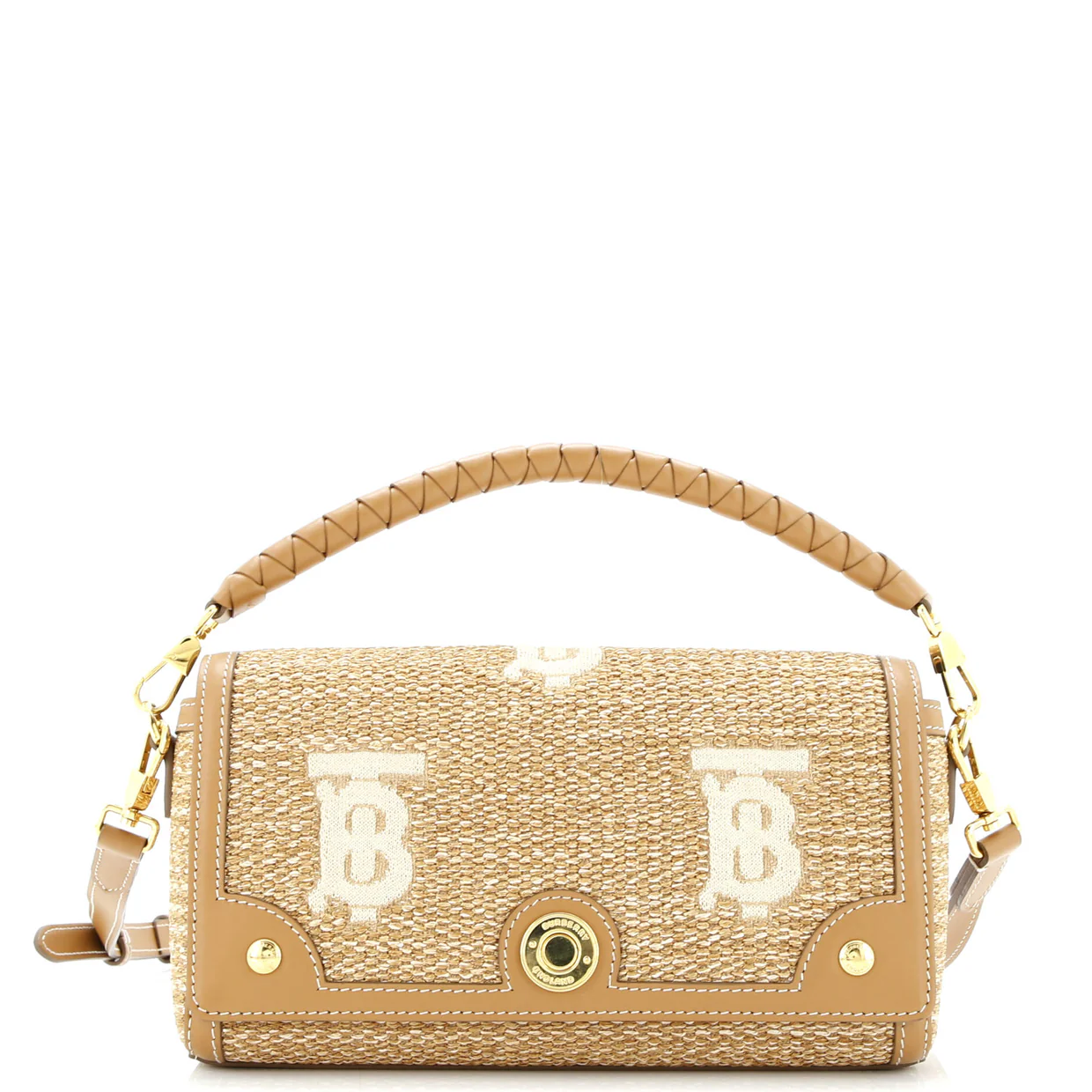 Note Top Handle Bag Embroidered Raffia with Leather - Deep Luxury