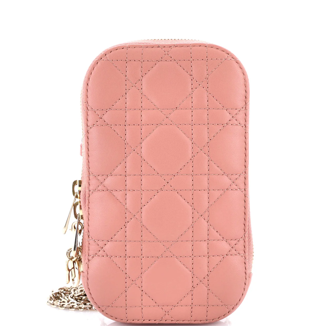 Lady Dior Phone Holder on Chain Cannage Quilt Lambskin - Deep Luxury