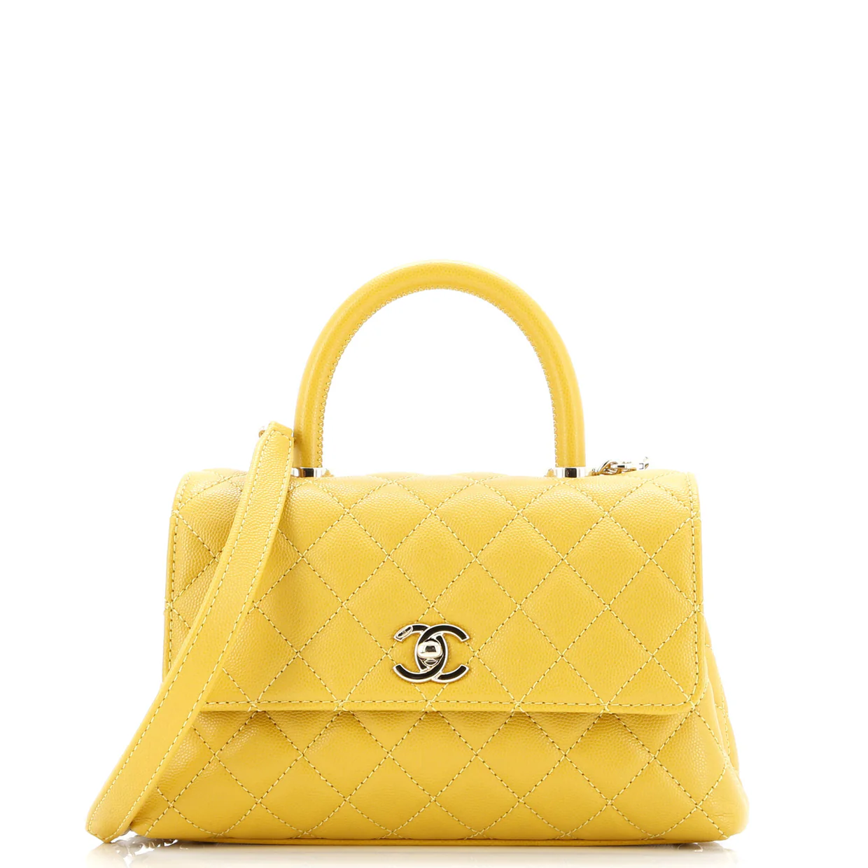Coco Top Handle Bag Quilted Caviar Mini - Deep Luxury