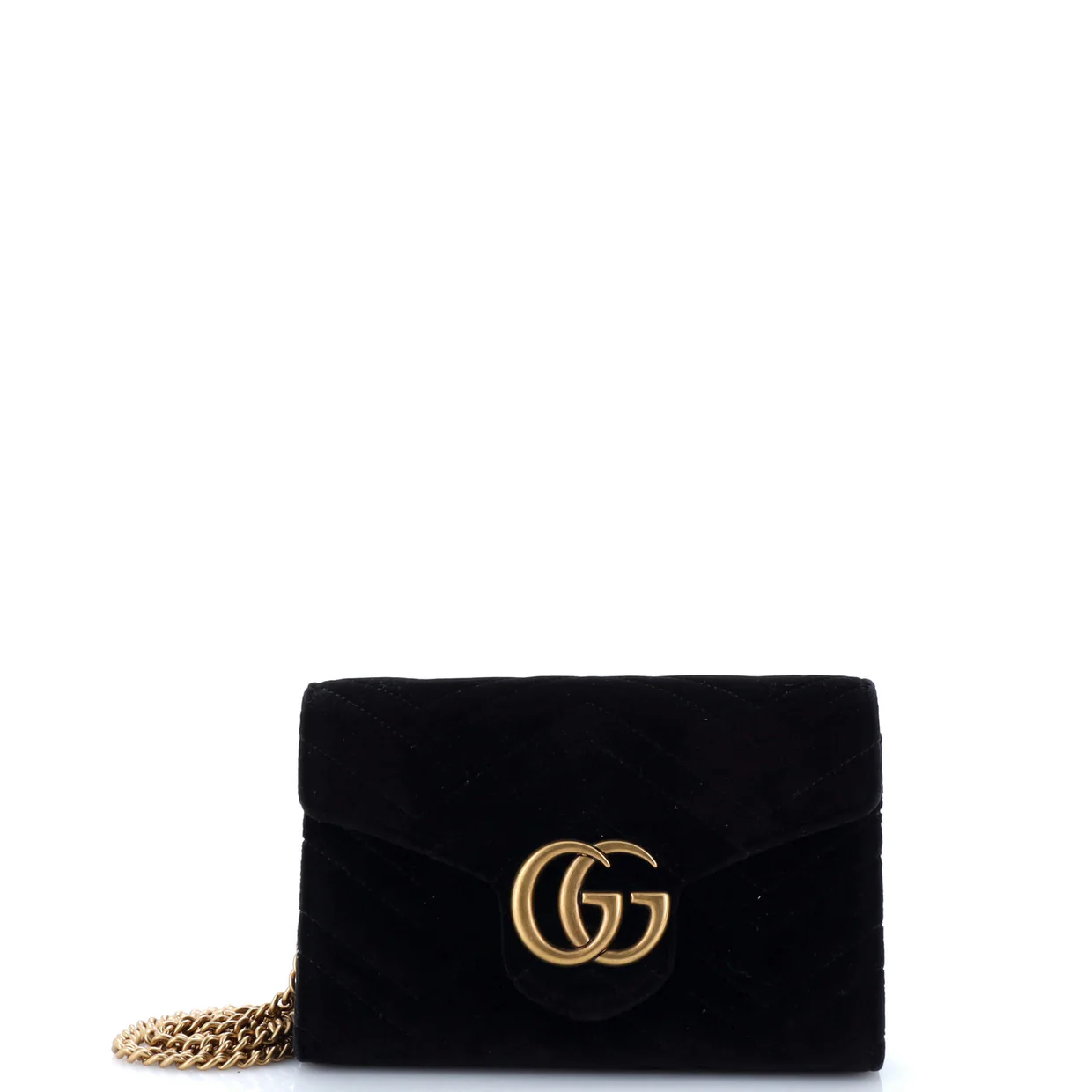 GG Marmont Chain Wallet Matelasse Velvet Mini - Deep Luxury