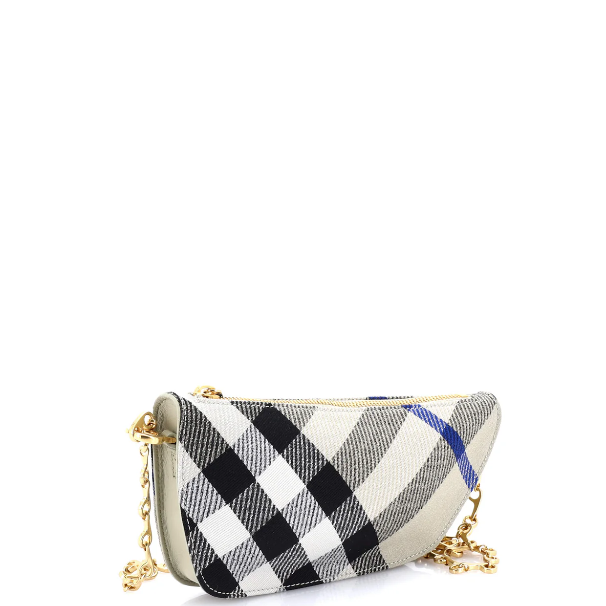 Shield Sling Shoulder Bag Check Canvas and Leather Mini - Deep Luxury