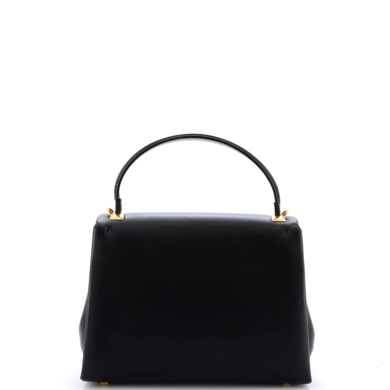 One Stud Top Handle Flap Bag Leather Small - Deep Luxury