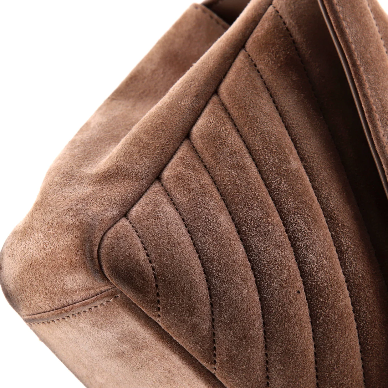 Classic Monogram College Bag Matelasse Chevron Suede Medium - Deep Luxury