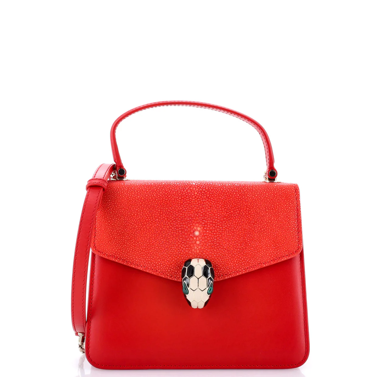 Serpenti Forever Top Handle Bag Leather and Stingray Small - Deep Luxury