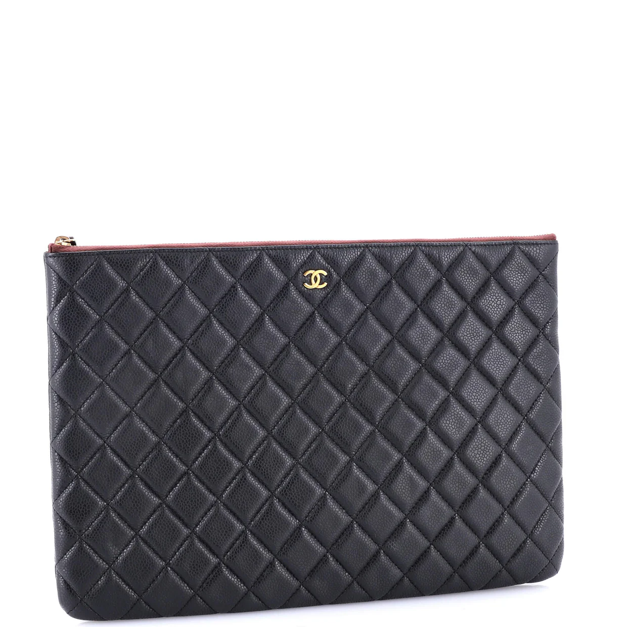 O Case Clutch Quilted Caviar Large - Deep Luxury