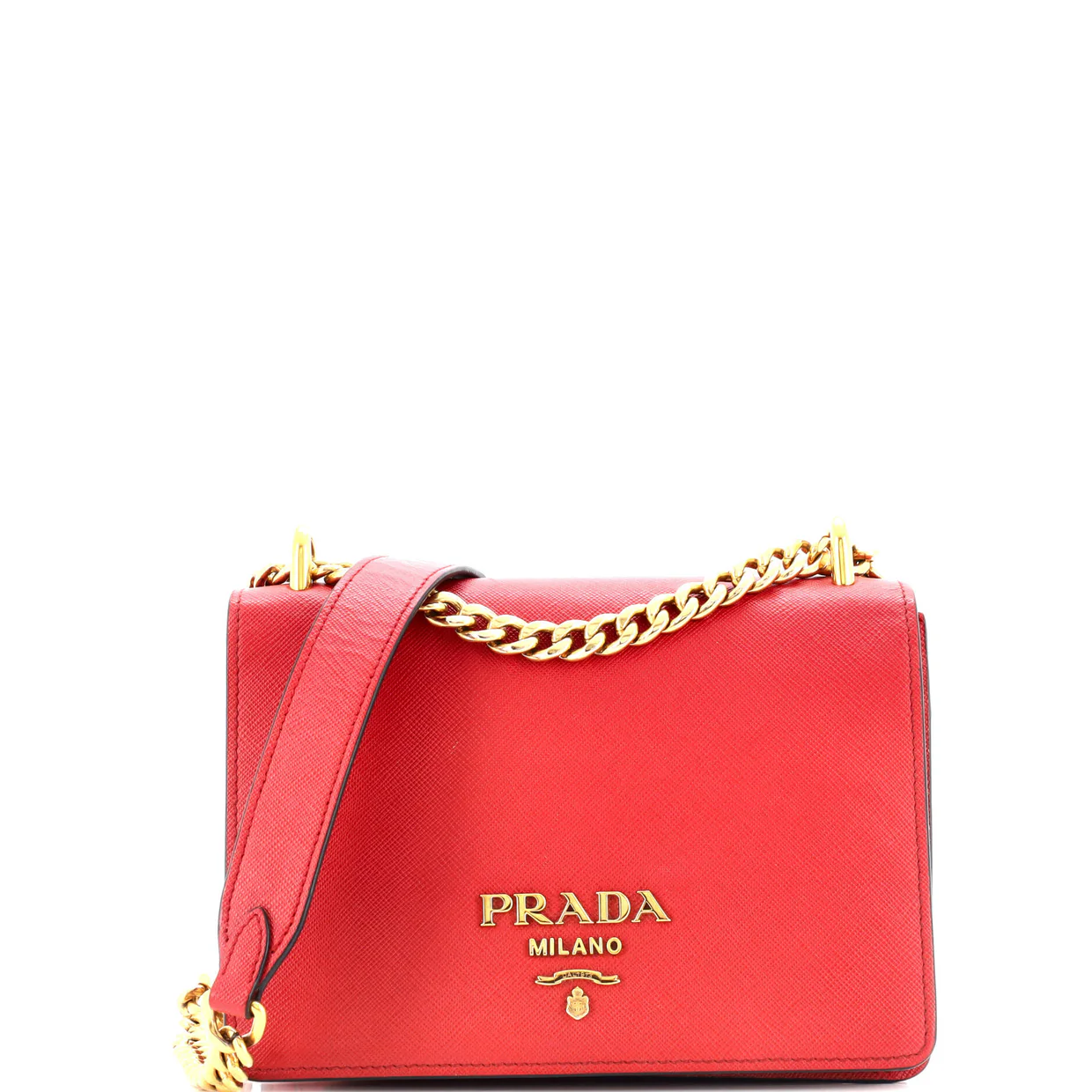 Chain Flap Bag Saffiano Leather Small - Deep Luxury