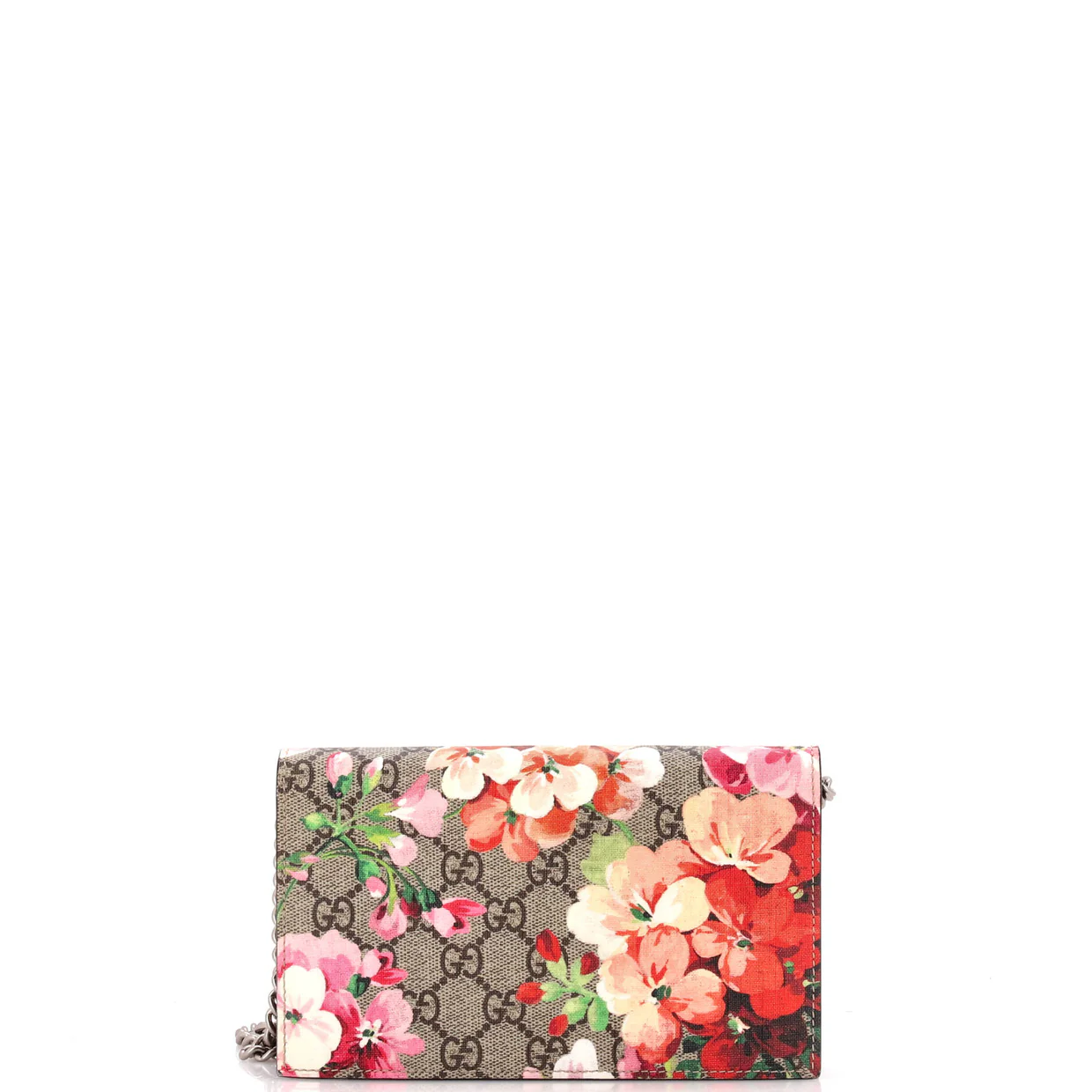 Chain Wallet Blooms Print GG Coated Canvas - Deep Luxury
