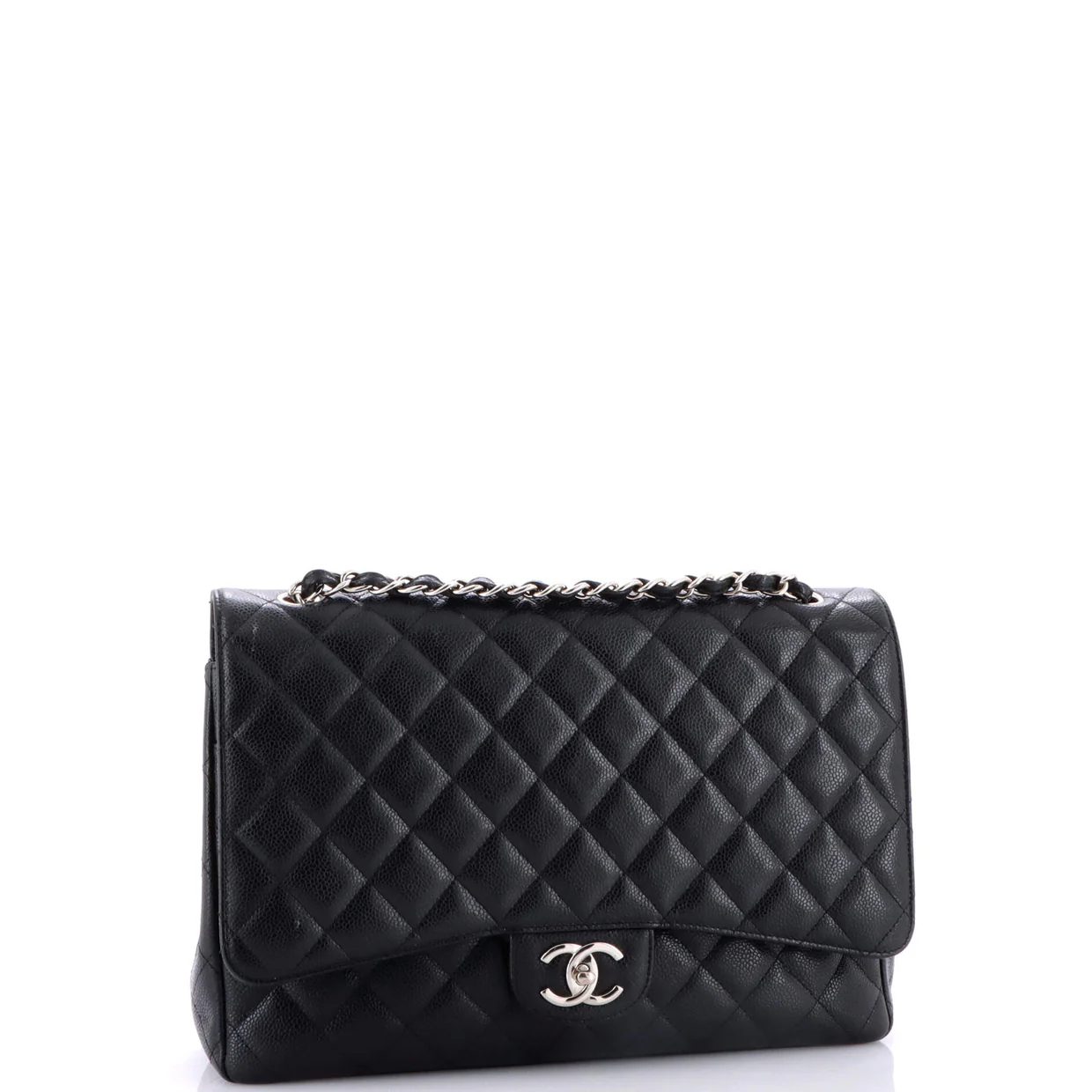 Classic Double Flap Bag Quilted Caviar Maxi - Deep Luxury